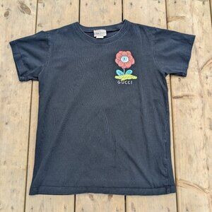 Gucci Black Flower T-shirt Size 150 Made in Italy